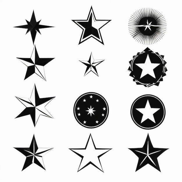 Photo collection of black and white star icons and logos in vector format