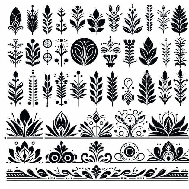 Photo collection of black and white vector designs for ethnic cultural decorative ornaments