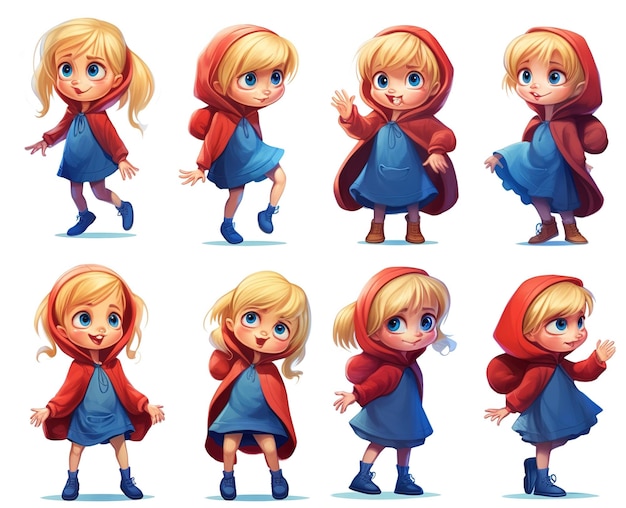 Collection of blonde toddler child illustration