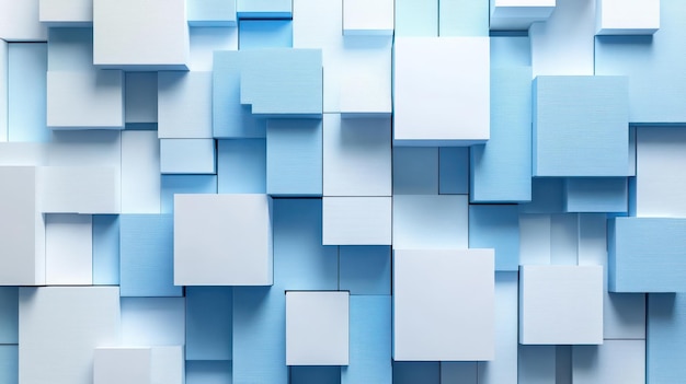 a collection of blue cubes by person