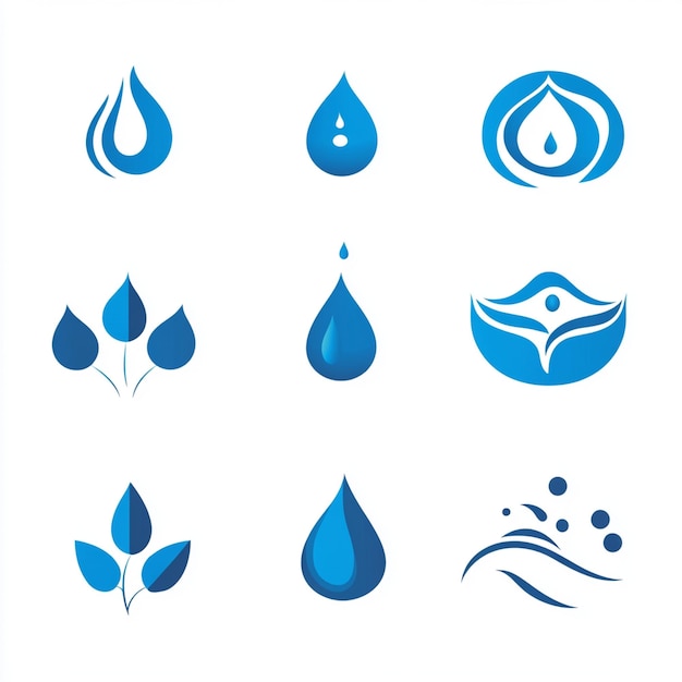 Photo a collection of blue water icons with the words quot water drop quot on it