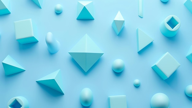 a collection of blue and white triangles by person