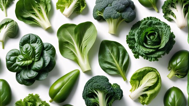 a collection of broccoli heads and leaves