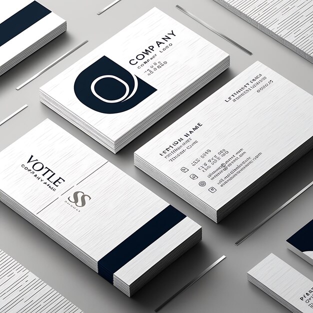 a collection of business cards with a black and white logo on the bottom