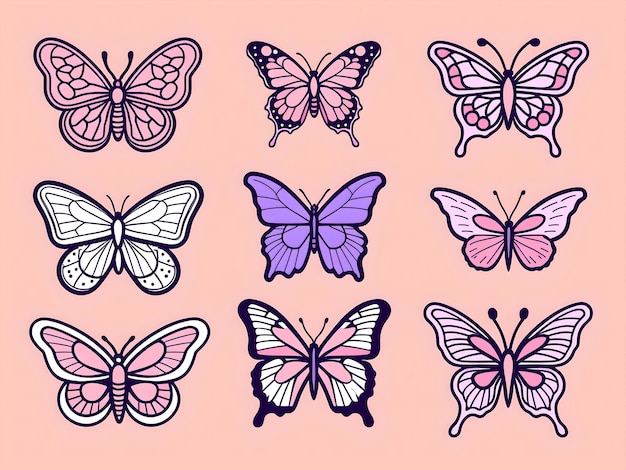 Collection of butterfly illustrations