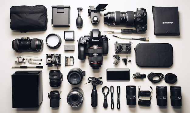 a collection of cameras including one that has the word quot canon quot on it