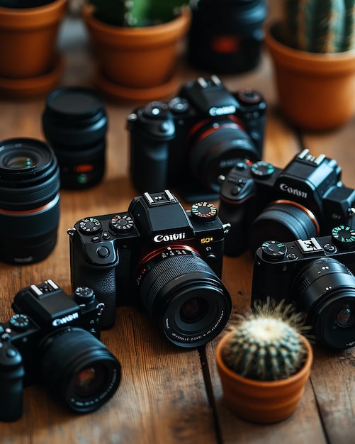 a collection of cameras including one that says quot polaroid quot on the bottom