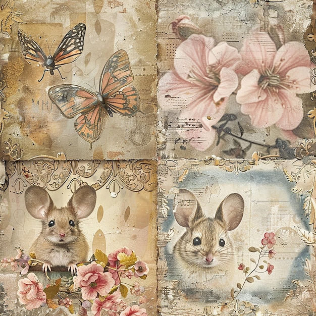 a collection of cards including a rabbit and butterflies