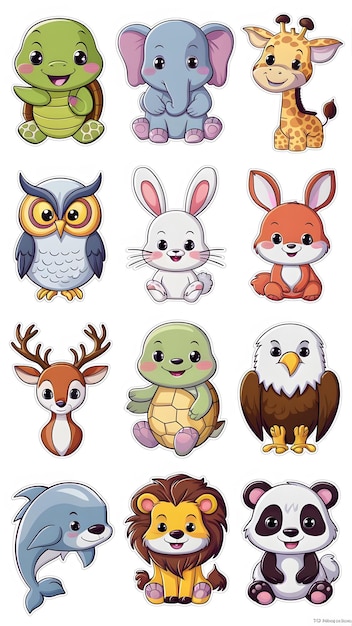 a collection of cartoon animals including owls owls and other animals