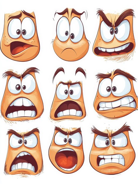 Photo collection of cartoon faces with different emotions