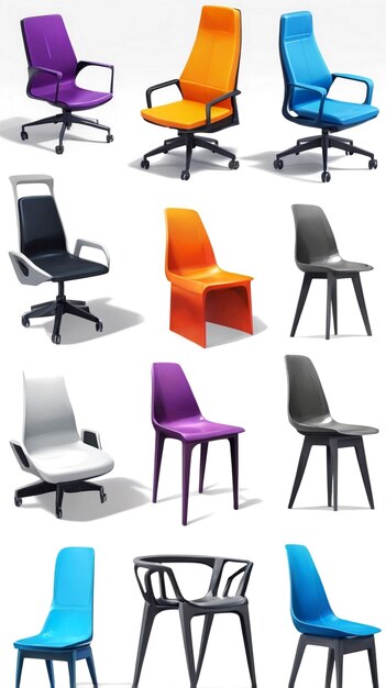 Photo a collection of chairs from different colors