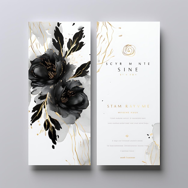 Photo collection chic black and white wedding invitation card rectangular sha illustration idea design