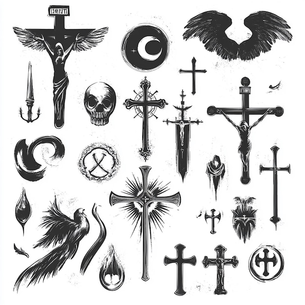 Collection of Christian religious symbol elements