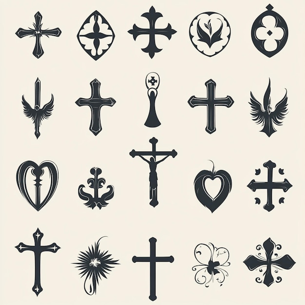 Collection of Christian religious symbol elements