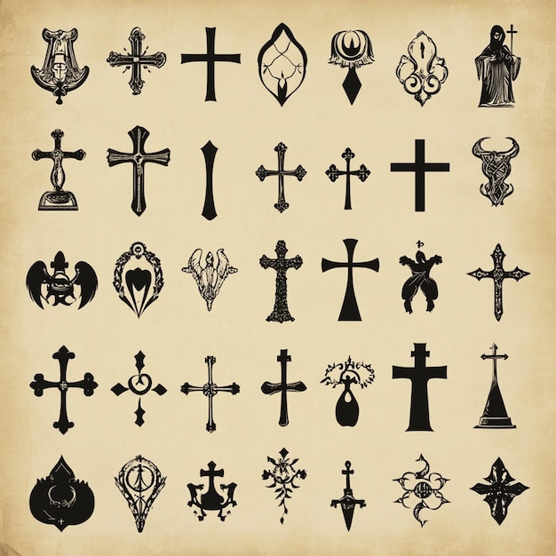 Collection of Christian religious symbol elements