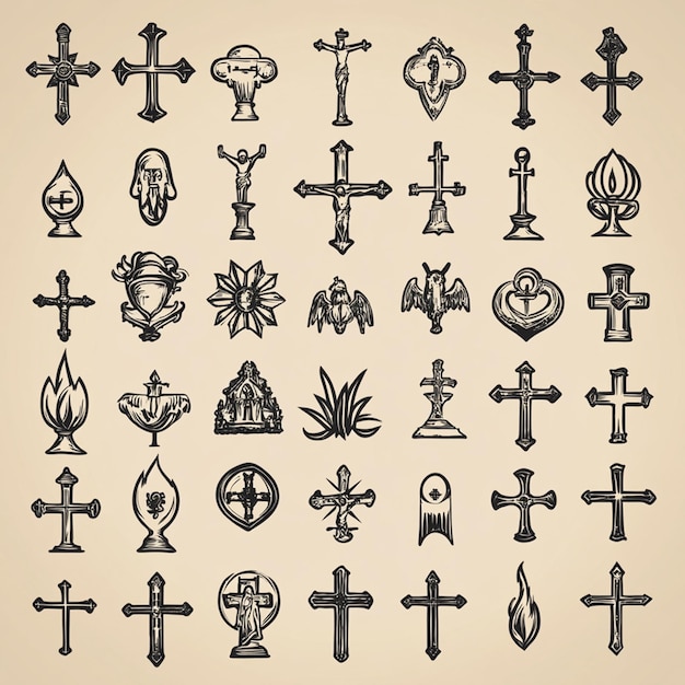 Collection of Christian religious symbol elements