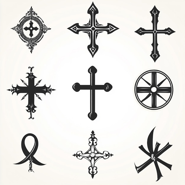 Photo collection of christian religious symbol elements