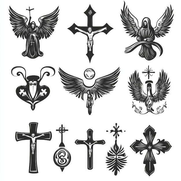 Collection of Christian religious symbol elements