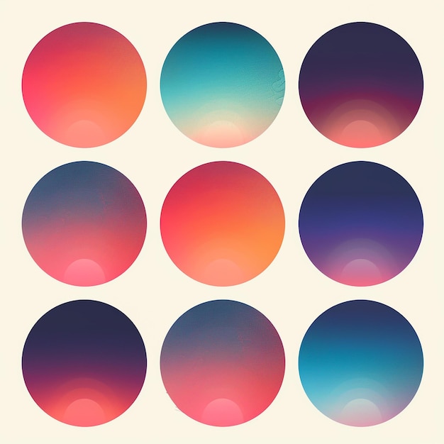 a collection of circles with different colors and shapes