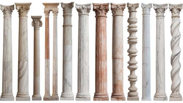 Photo a collection of classical pillars showcasing different designs and materials