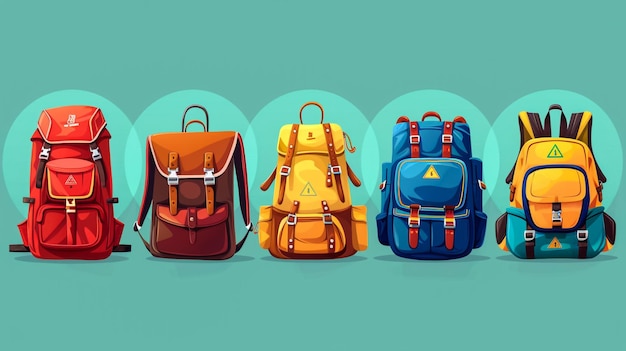 Photo a collection of colorful backpacks for kids