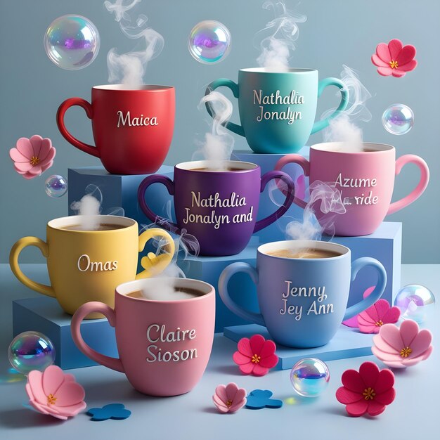 a collection of colorful coffee mugs with the word quot mothers quot on them