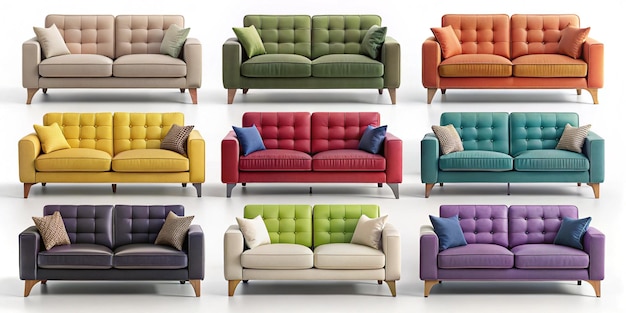 Photo a collection of colorful couches with different colors