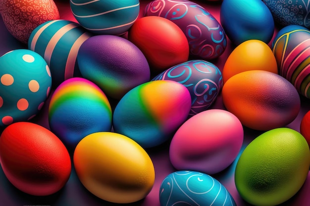 Collection of colorful easter eggs Painted easter eggs background Happy Easter wallpaper