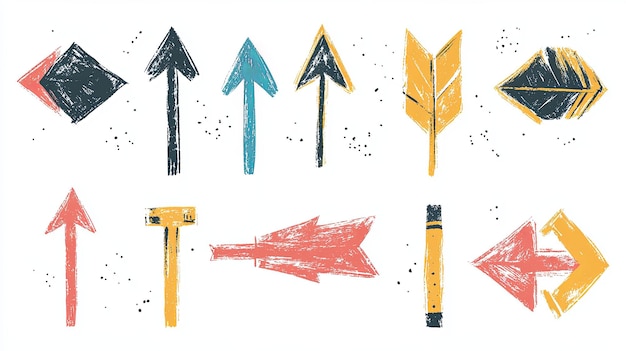 A Collection of Colorful HandPainted Arrows