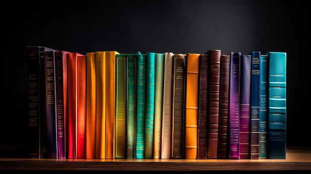 Collection of colorful hardcover books AI generated