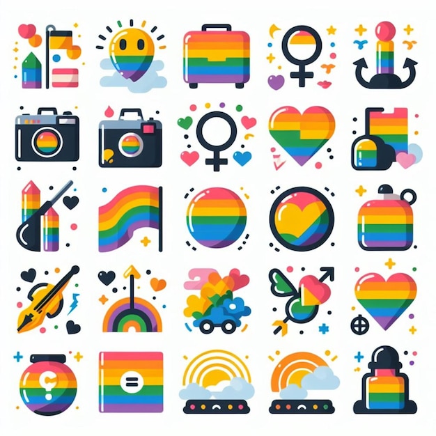 Photo a collection of colorful icons with different colors and shapes