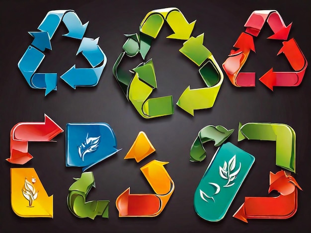 a collection of colorful letters and numbers including one that says  recycle