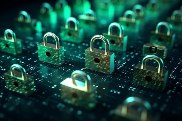 Collection of colorful padlocks attached to a board