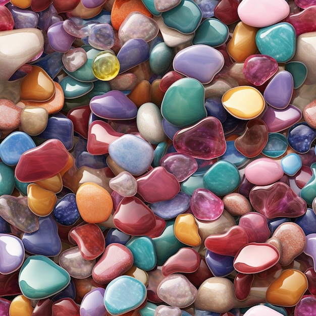 a collection of colorful plastic pebbles