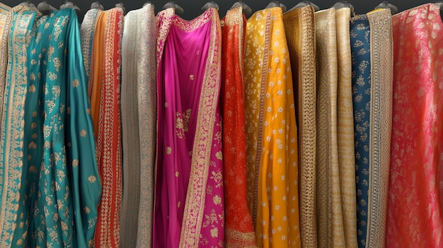 a collection of colorful saris which is a collection of saris