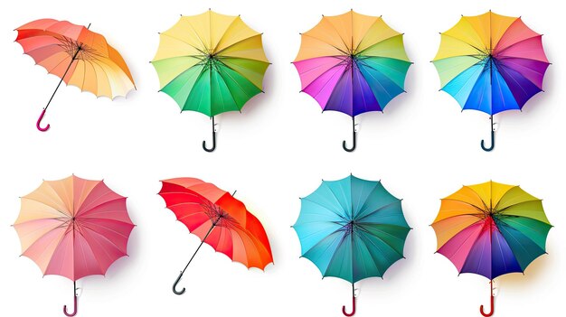 a collection of colorful umbrellas with one that says rainbow