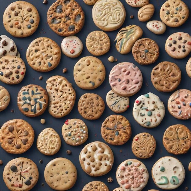 a collection of cookies including one that says  sprinkle  on the bottom