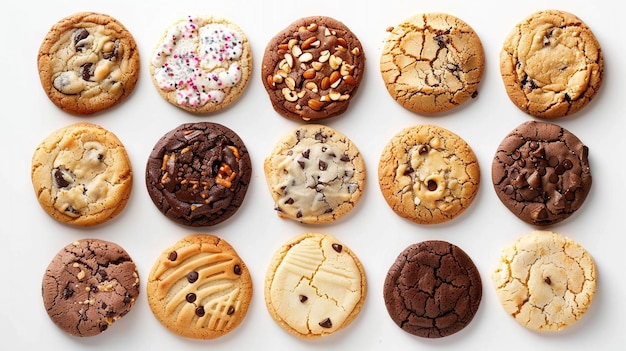 a collection of cookies with chocolate chip cookies and chocolate chip cookies