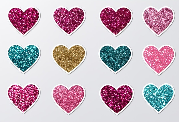 Photo a collection of cookies with pink blue and green hearts