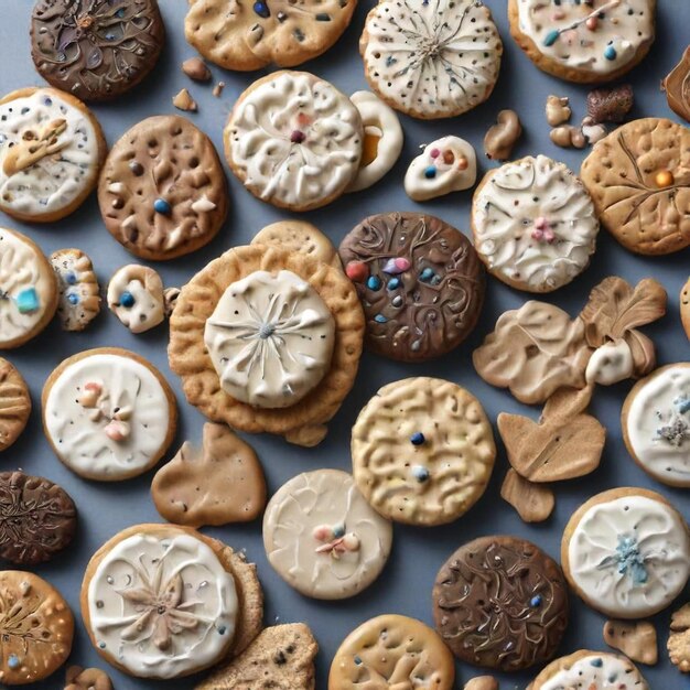 a collection of cookies with the word  starfish  on the bottom