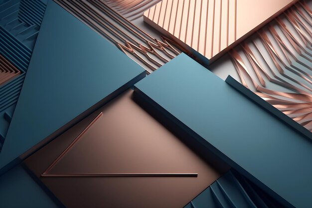 A collection of copper and copper tiles with a blue background.