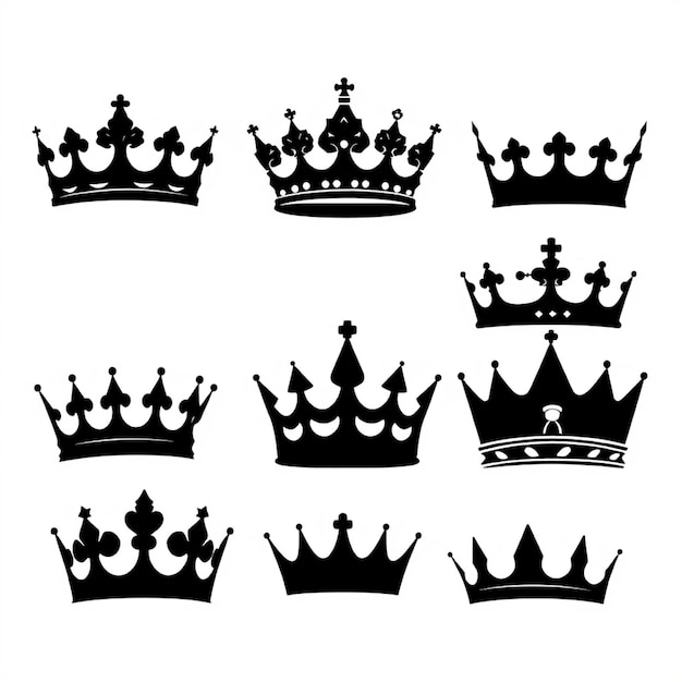 Photo a collection of crowns that are made by the company of the king