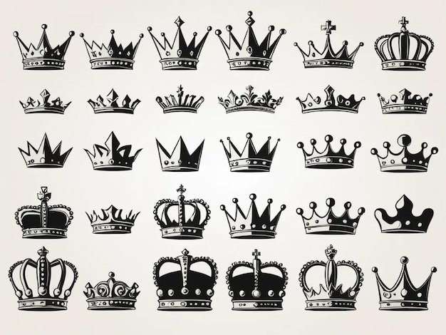 Photo a collection of crowns with the words crown on them