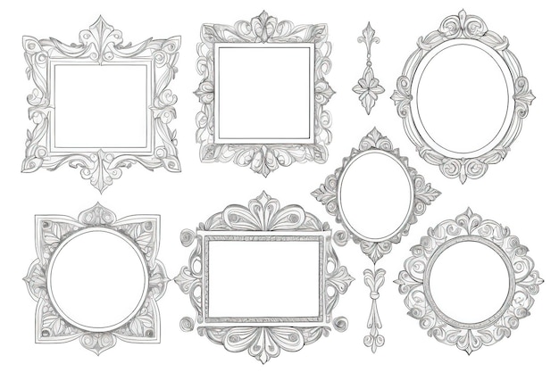 Photo a collection of decorative frames including a picture frame and a picture of a square