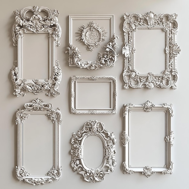 Photo a collection of decorative mirrors with a white background