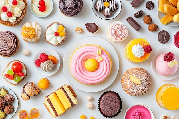 a collection of desserts including one that has the word  donuts  on it