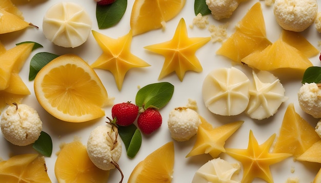 a collection of desserts including one with the star on it