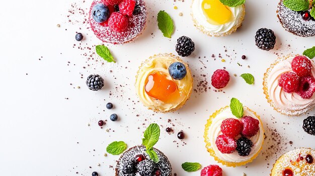 a collection of desserts including raspberry blueberries and raspberry