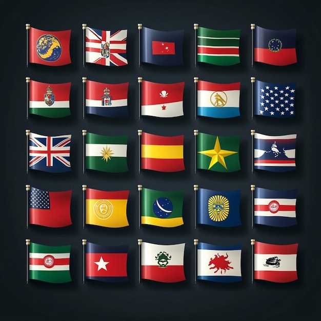 Photo collection of developed country flag elements