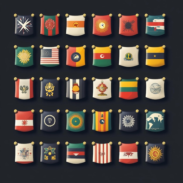 Photo collection of developed country flag elements